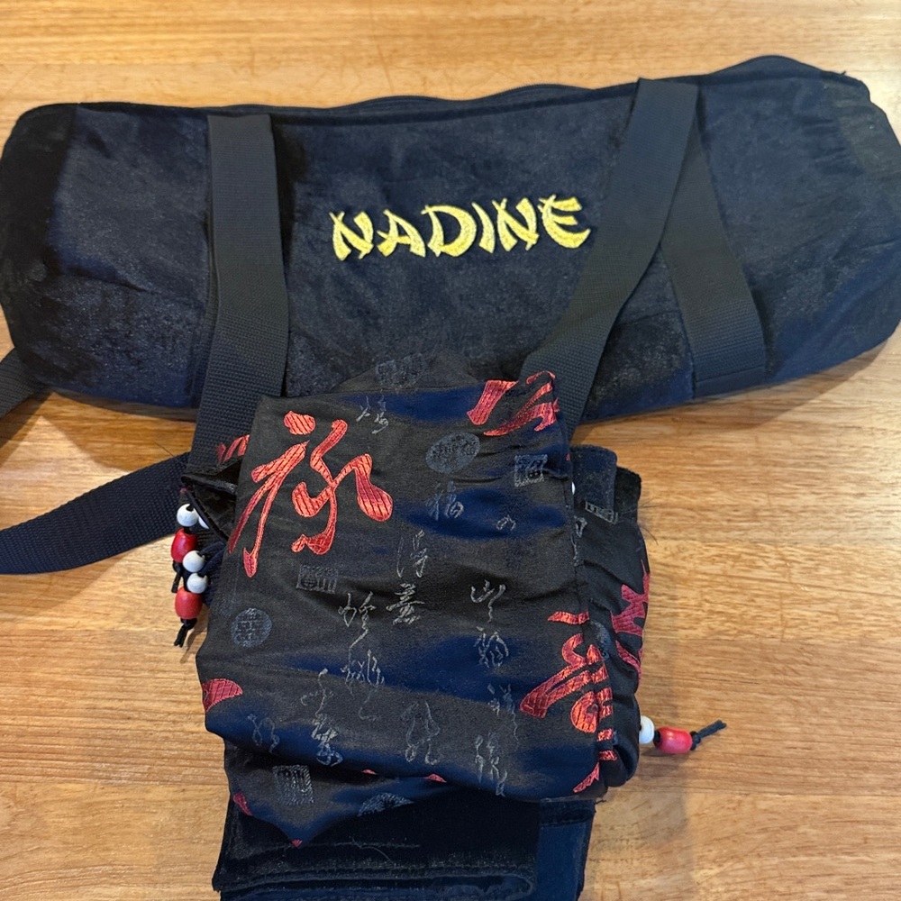 Black and Red Asian-Inspired Mahjong tile Bags and rack bag Set